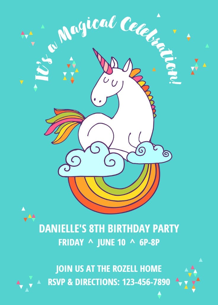 Unicorn magic - printable party invitation