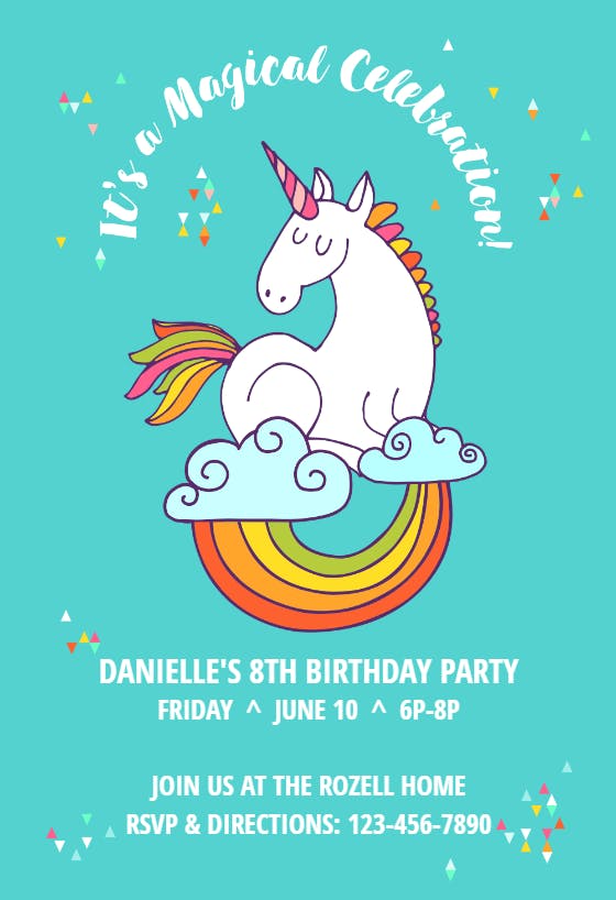 unicorn magic birthday invitation template free greetings island