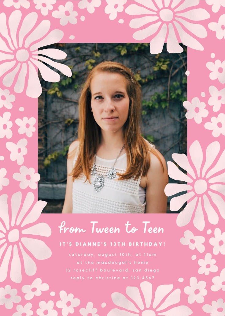 Warm florals - birthday invitation