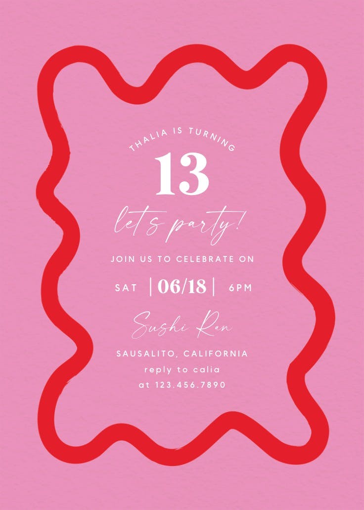 Wavy frame - invitación de cumpleaños