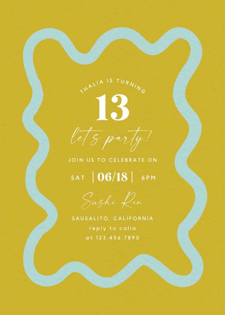 Wavy frame - invitación de cumpleaños