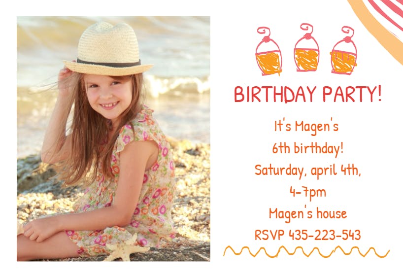 Wiggles and squiggles -  invitación de fiesta de cumpleaños con foto