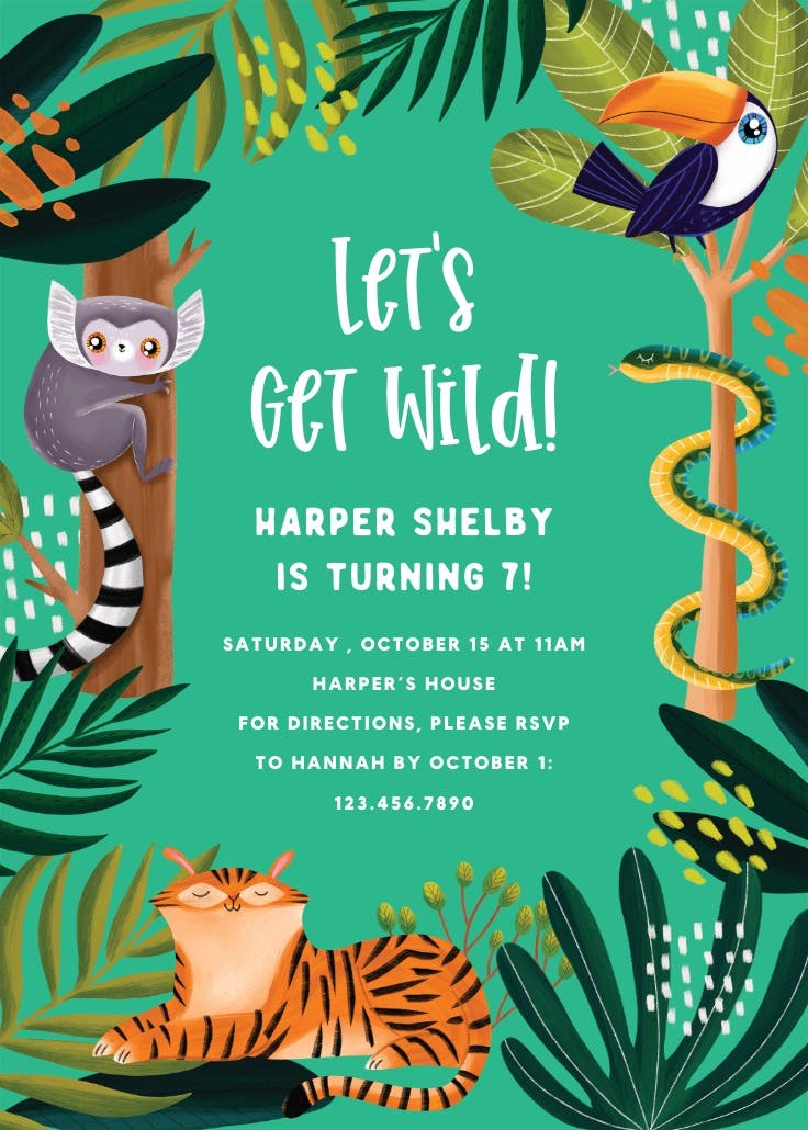 Wild o'clock - printable party invitation