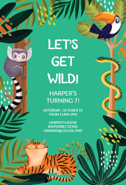 Wild o'clock - birthday invitation