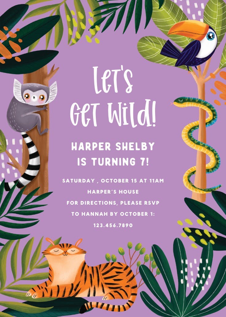 Wild o'clock - invitación para fiesta