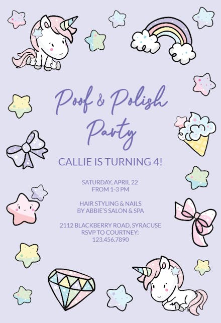 Unicorns and Stars - Birthday Invitation