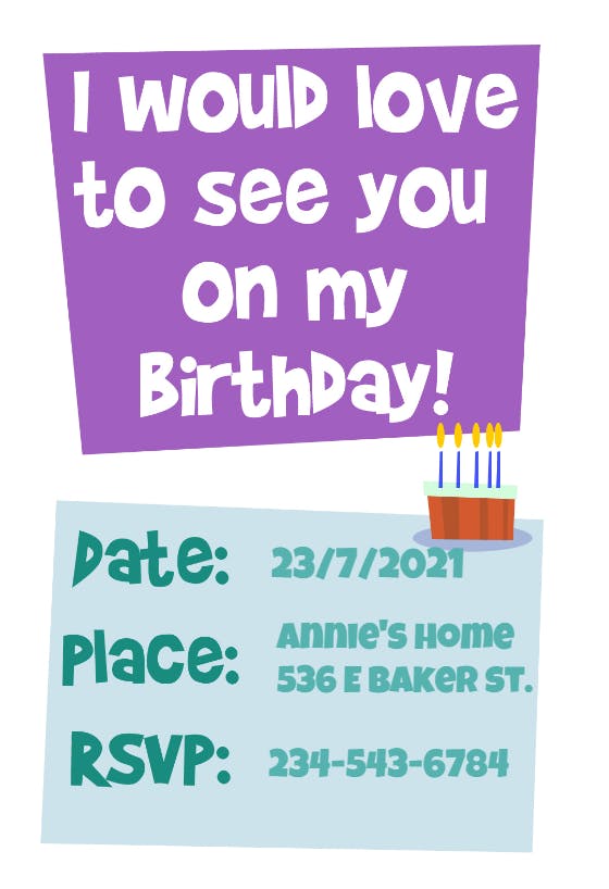 Would love to see you - birthday invitation