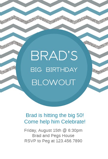 50 Big Blowout - Birthday Invitation