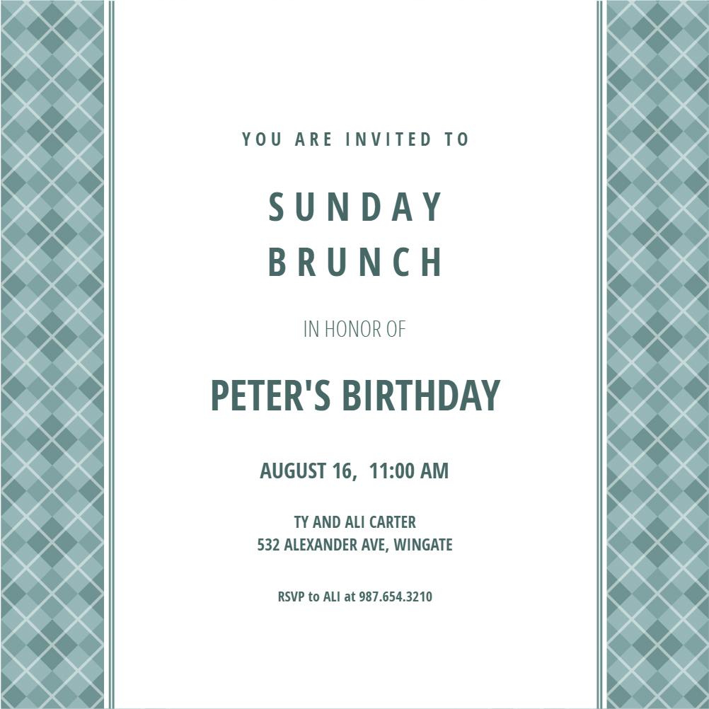 Argyle design -  invitación de cumpleaños