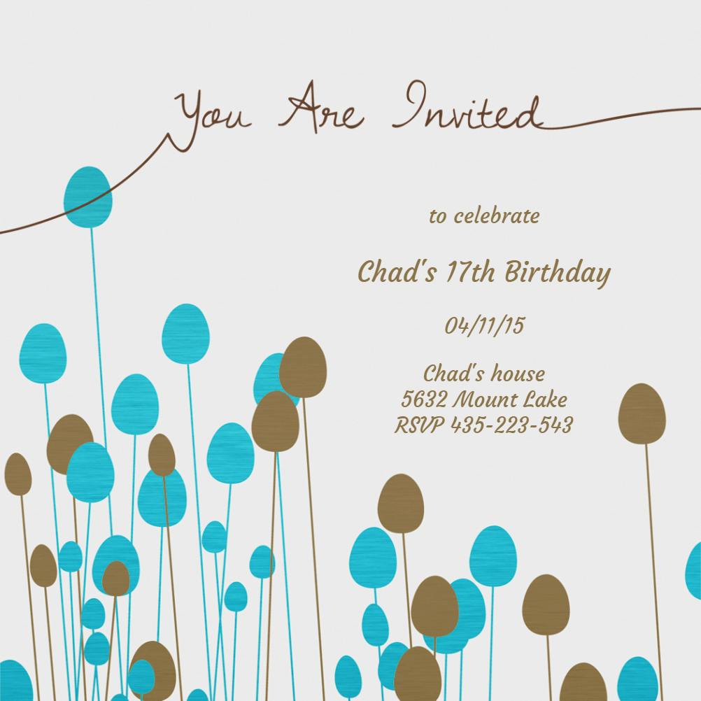 Basic blooms gray -  invitación de cumpleaños