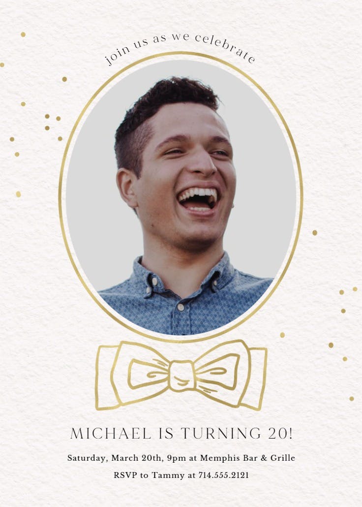 Bow tie - birthday invitation