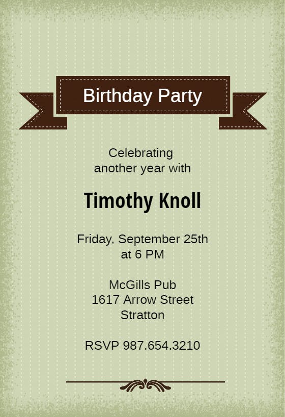 Business pinstripe -  invitación de cumpleaños