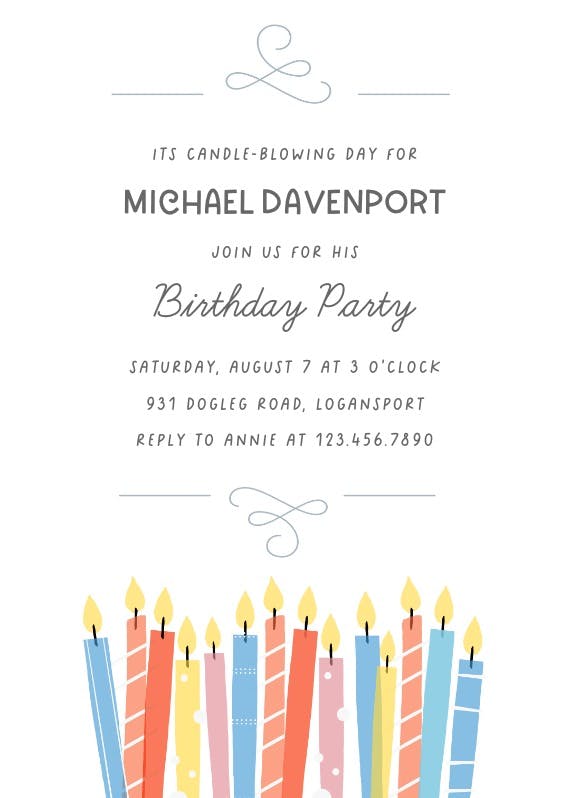 Candle wishing - birthday invitation