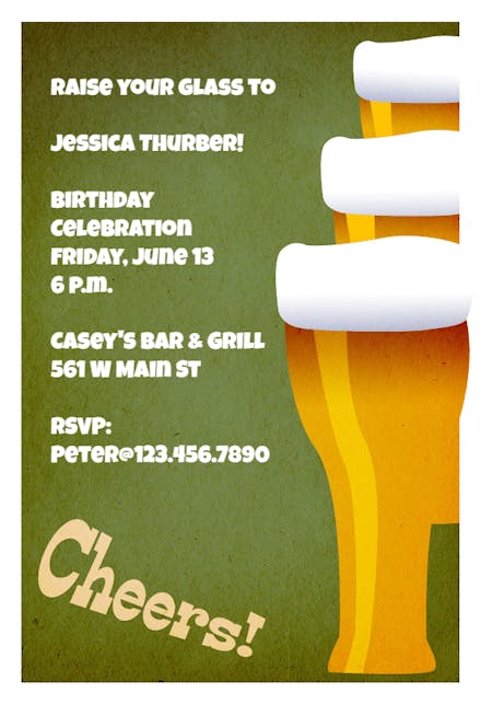Cheers - Birthday Invitation