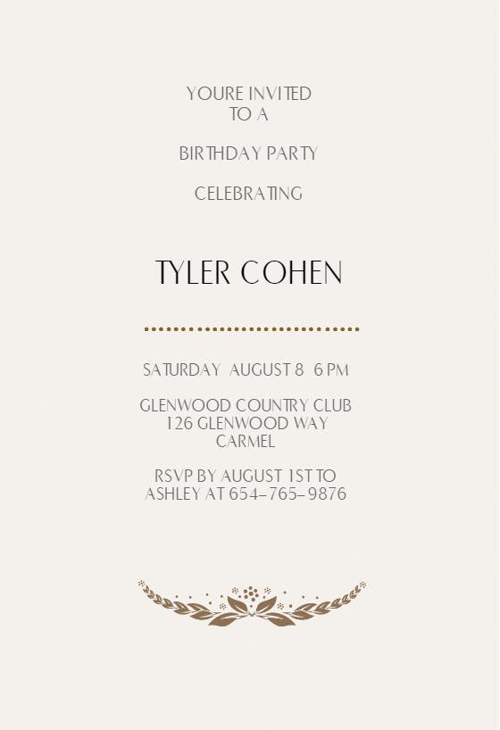 Embellished classic - birthday invitation