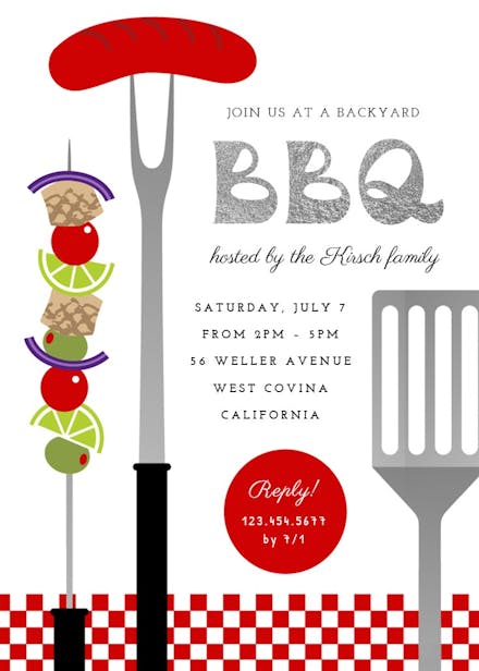 Grill gathering - birthday invitation
