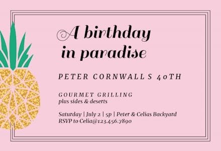 Pineapple Paradise - Invitación de Cumpleaños