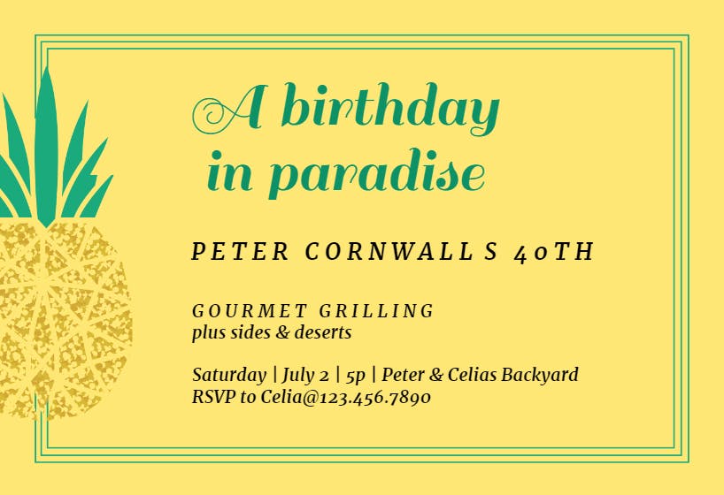 Pineapple paradise - birthday invitation