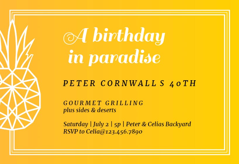 Pineapple paradise - birthday invitation