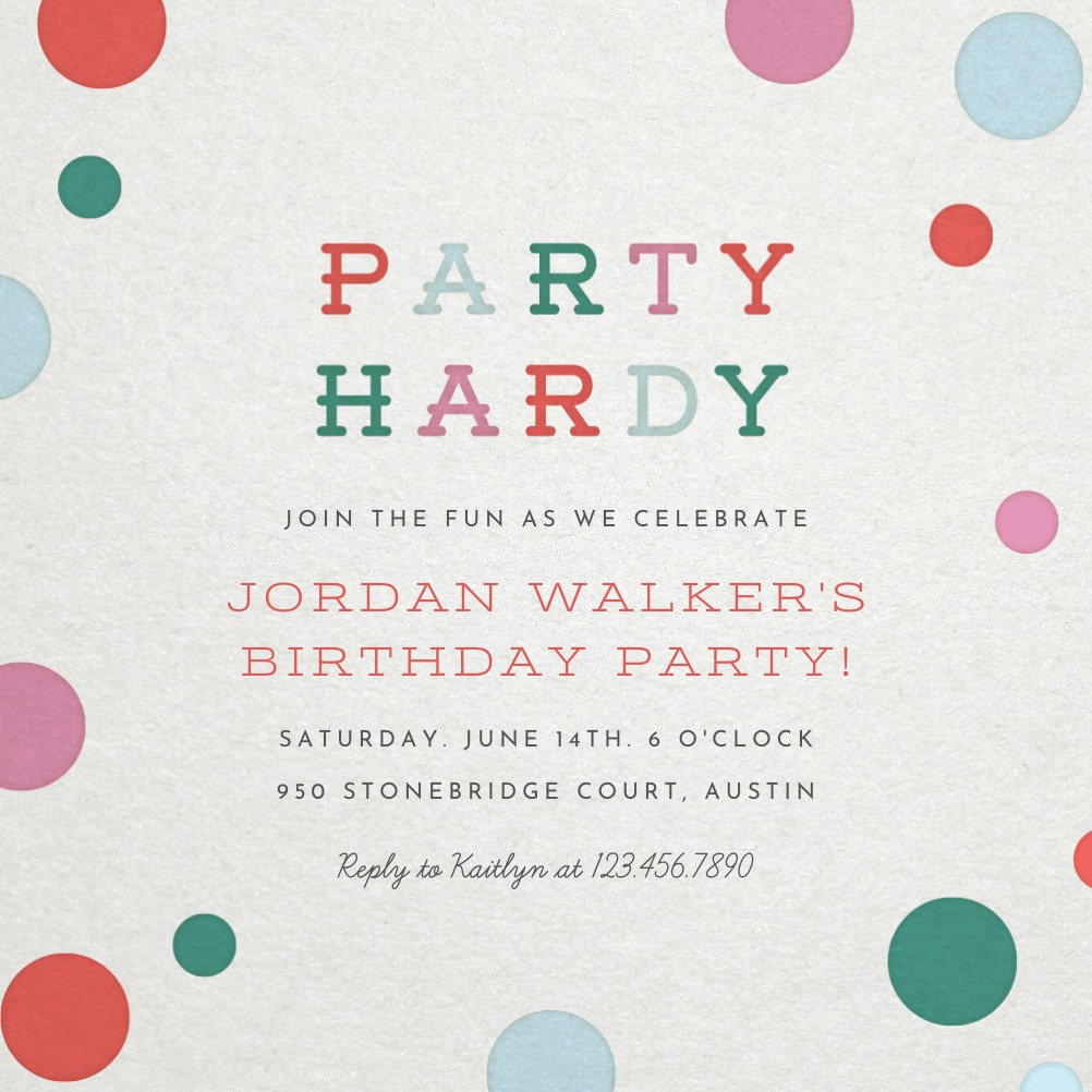 Polka Dotted - Printable Party Invitation Template (Free) | Greetings ...