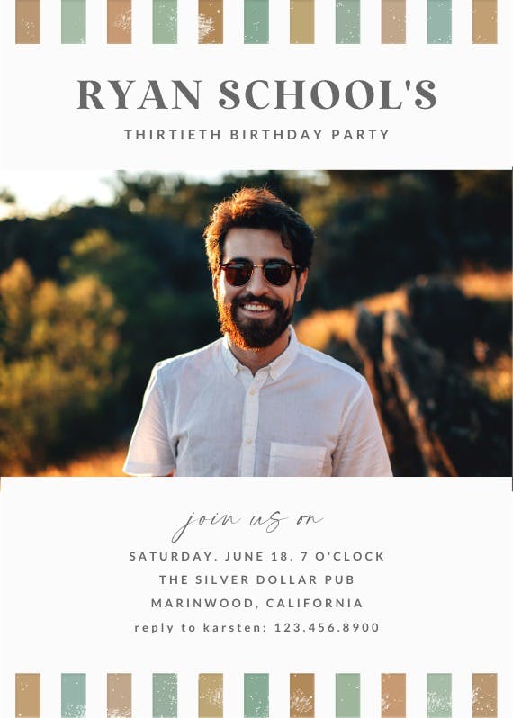 Rectangles trim -  invitación de fiesta de cumpleaños con foto