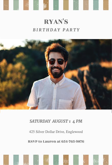 Rectangles Trim - Invitación de Cumpleaños