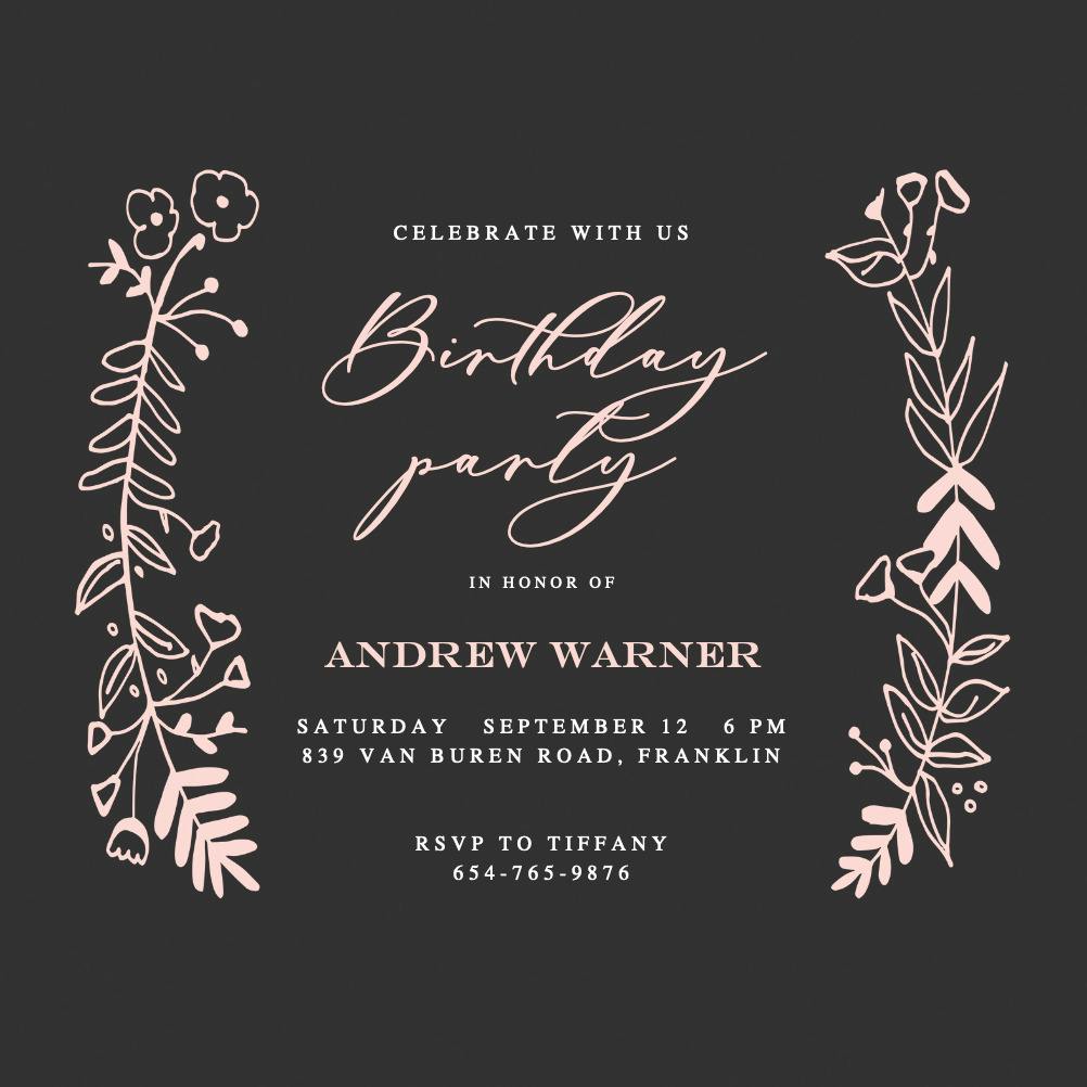 Side by side gold - birthday invitation