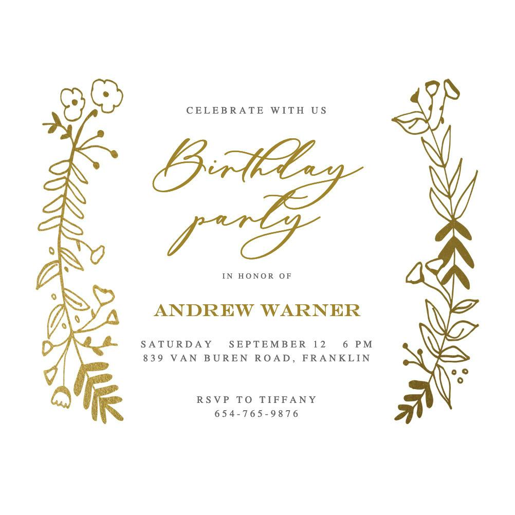 Side by side gold - birthday invitation