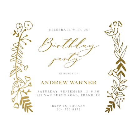 Side by Side Gold - Invitación de Cumpleaños