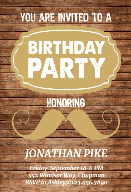 Stache Style - Invitación de Cumpleaños