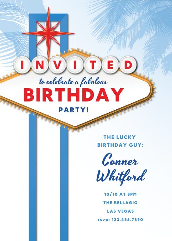 Vegas style -  invitación de cumpleaños