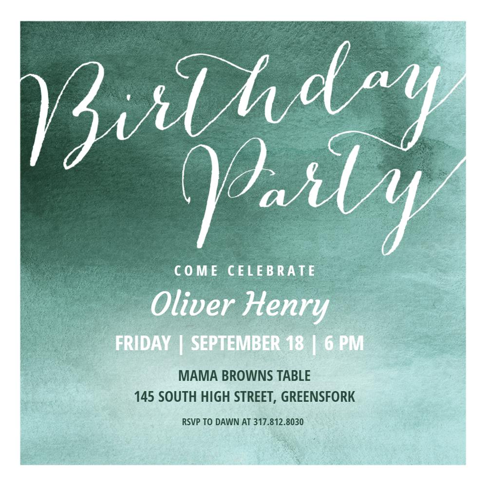 Watercolor tones - birthday invitation