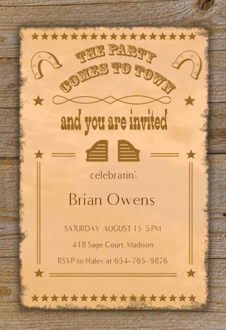 Western Style - Invitación de Cumpleaños