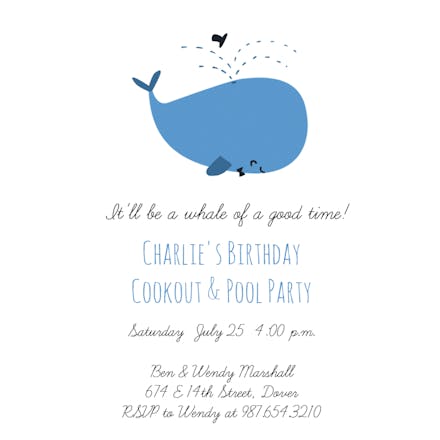 Whale of a Good Time - Invitación de Cumpleaños