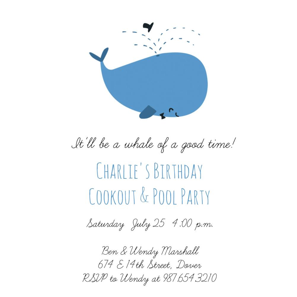 Whale of a good time -  invitación de cumpleaños