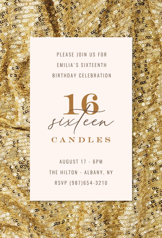 16 Candles Sweet 16 Invitation Template (Free) Greetings Island