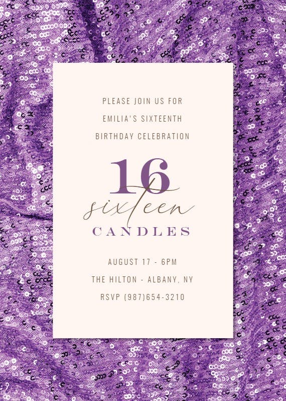 16 candles -  invitación de cumpleaños