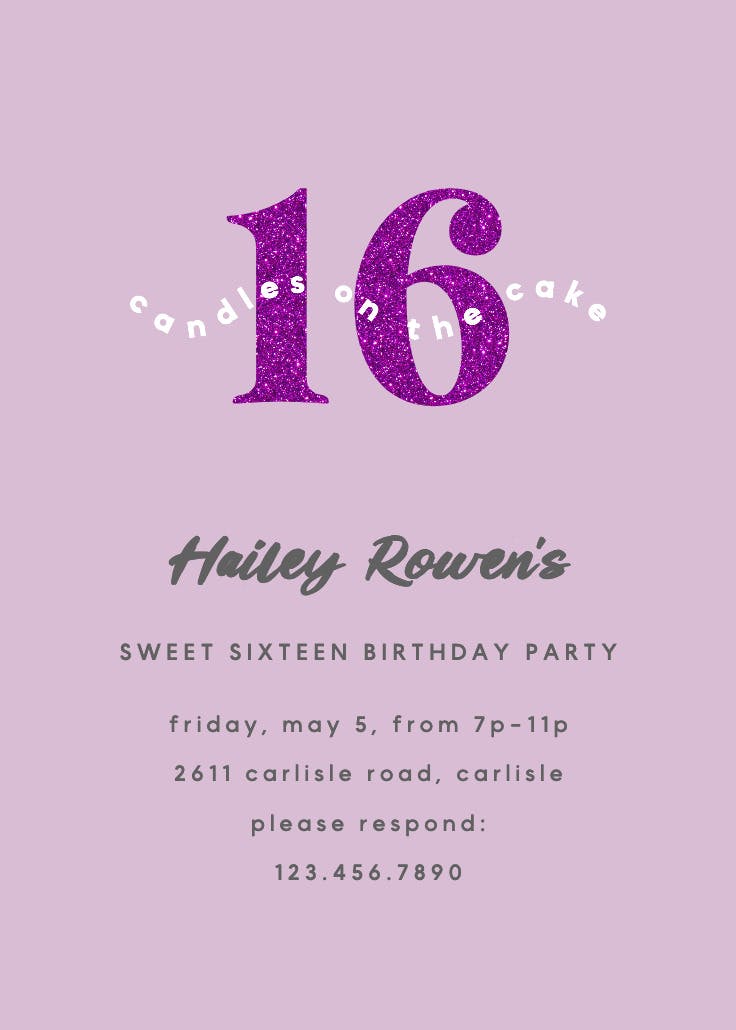 16 candles - invitación de cumpleaños