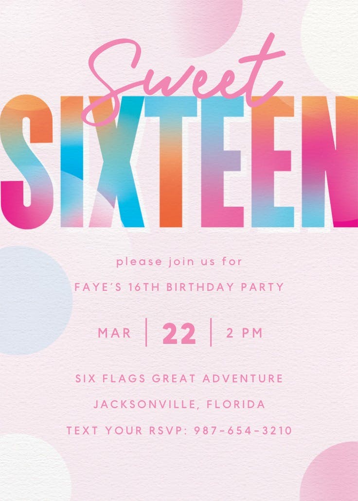 16 neon teen - sweet 16 invitation