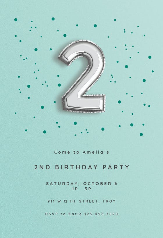 2nd birthday balloons -  invitación de cumpleaños