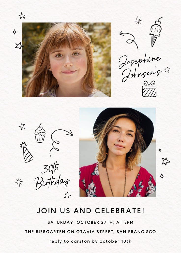 2x the fun - invitación de cumpleaños