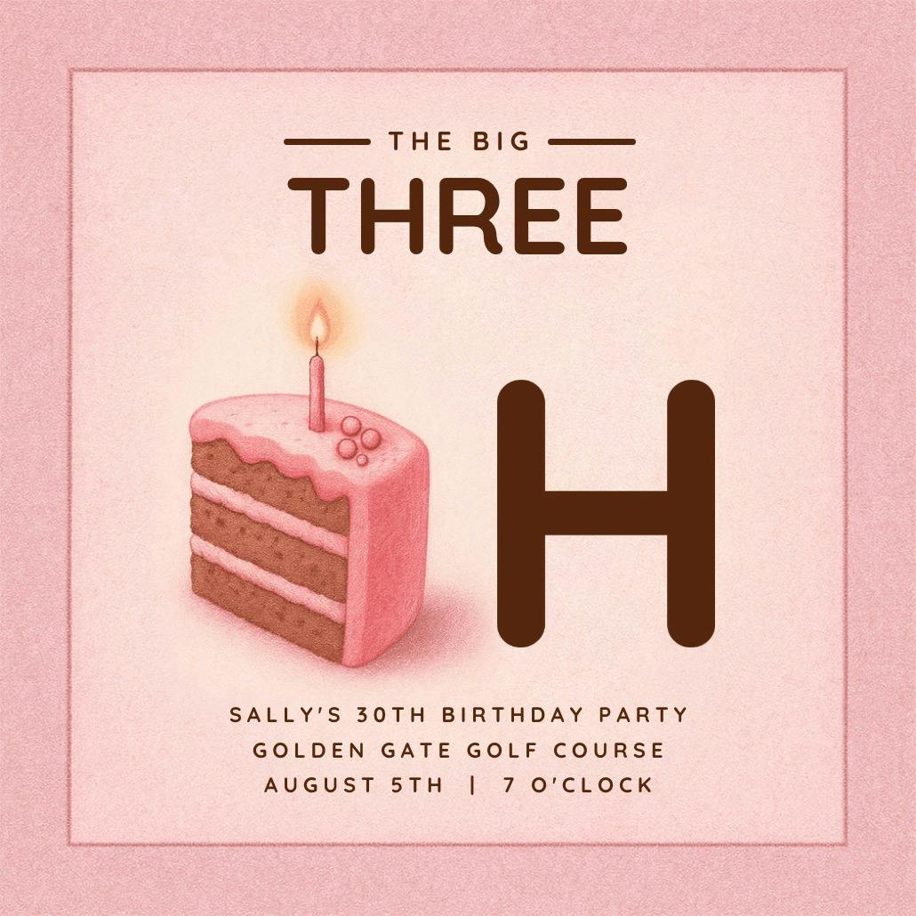30 cake slice - invitación de cumpleaños