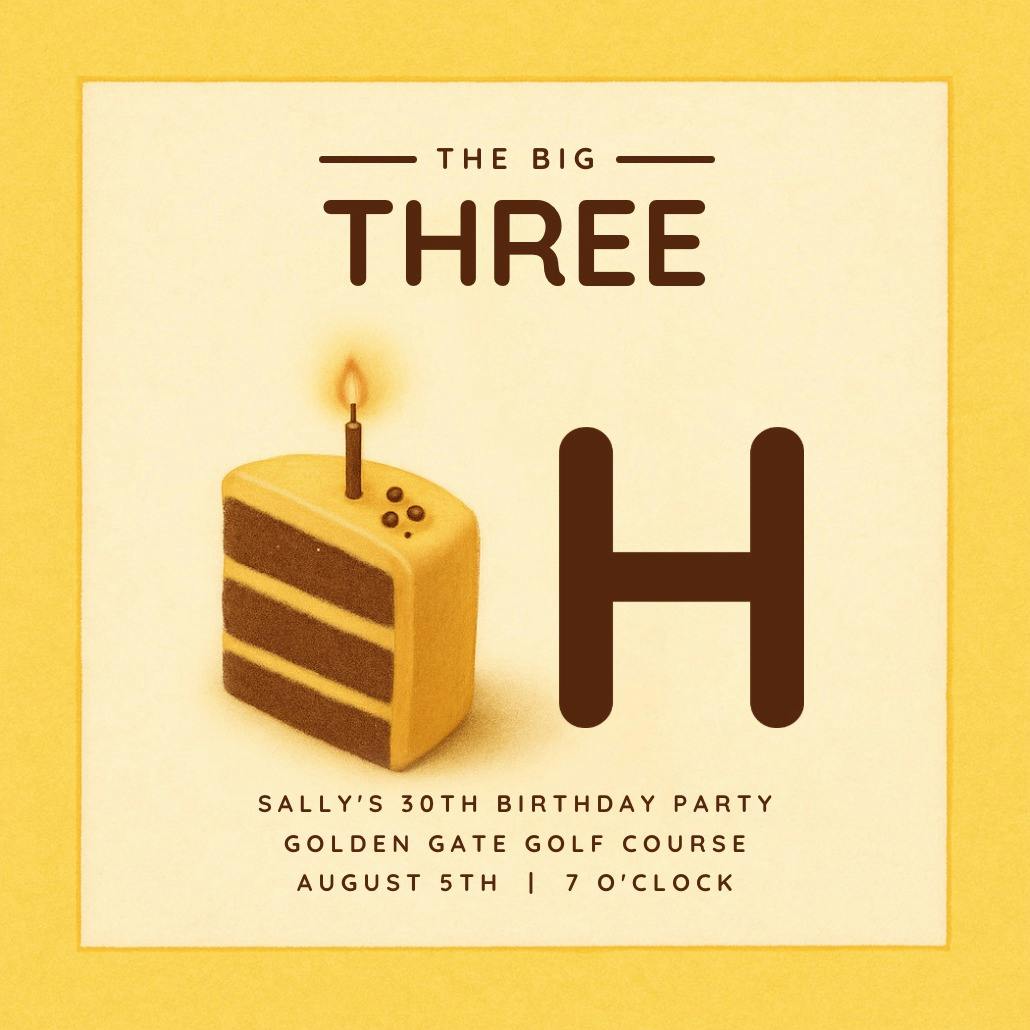 30 cake slice - invitación de cumpleaños
