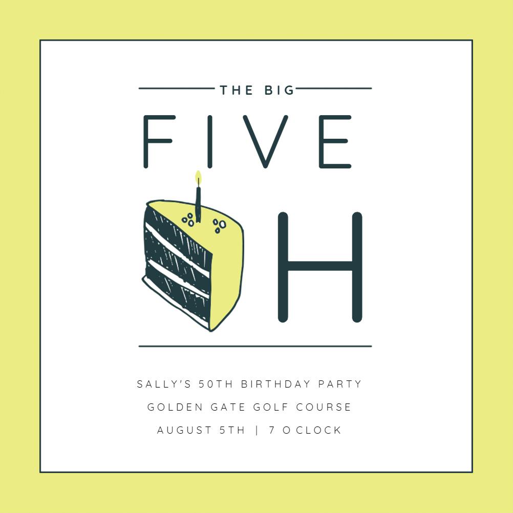 50 cake slice - birthday invitation