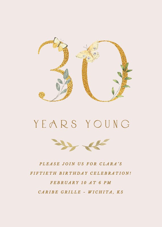 30 years young - birthday invitation