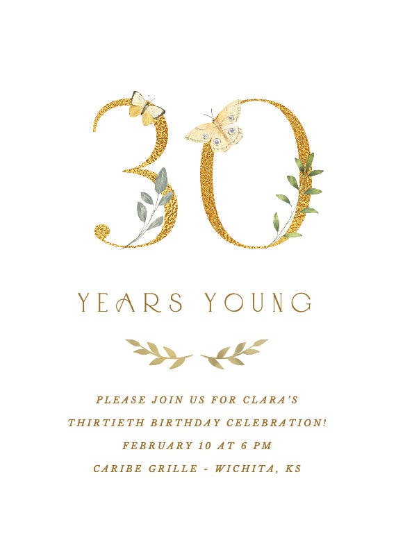 30 years young - invitación de cumpleaños