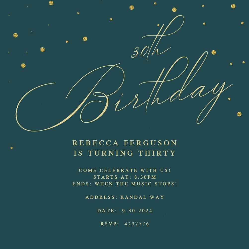30th golden flakes - birthday invitation