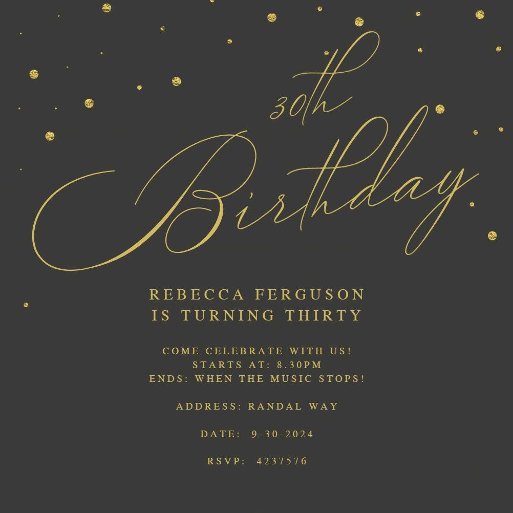 30th golden flakes - birthday invitation