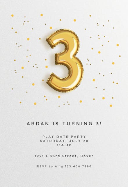 Three Birthday Balloon Invitation Template With Time Capsule 