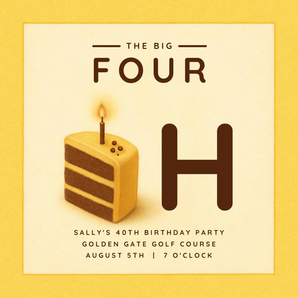40 cake slice - birthday invitation